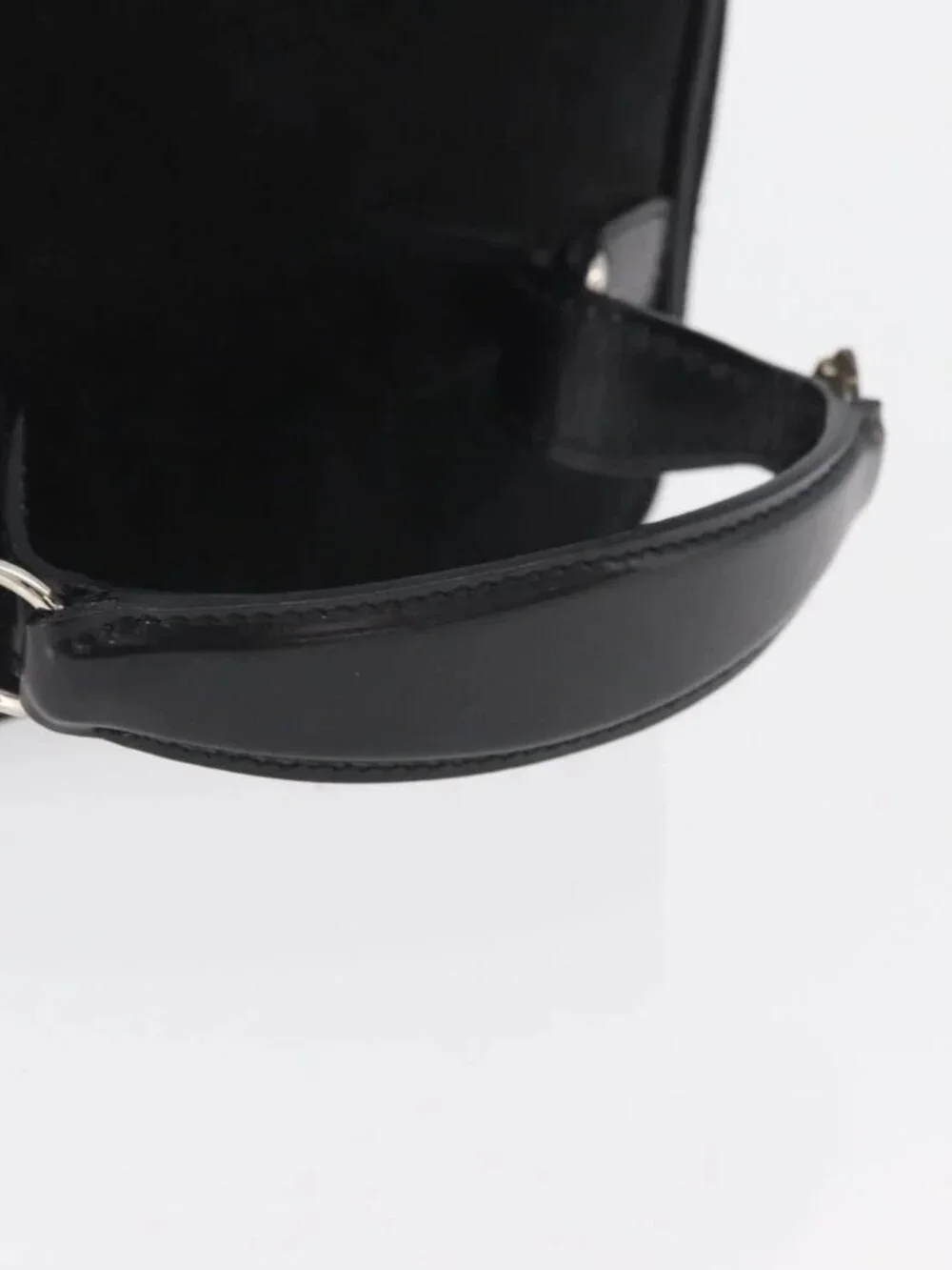GUCCI Horsebit Vanity Bag Hand Bag Suede Black Silver 032 1705 0141 Auth